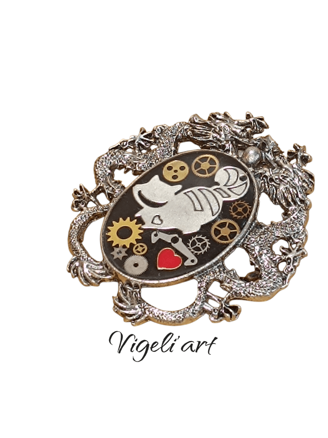 Broche steampunk alice