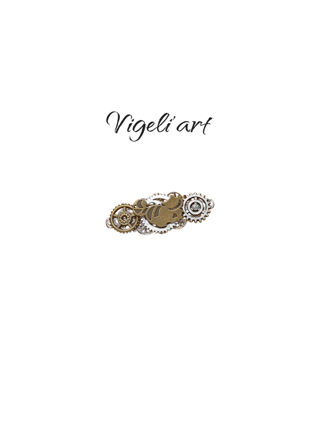 Broche steampunk chat Alice 