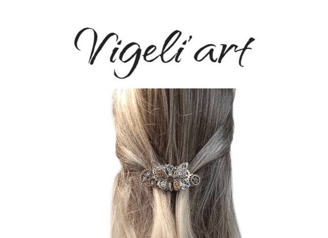 Barrette papillon steampunk 7cm