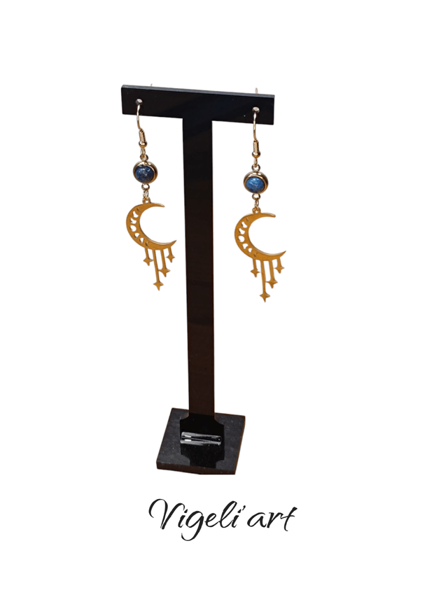 boucles d'oreilles lune doré 