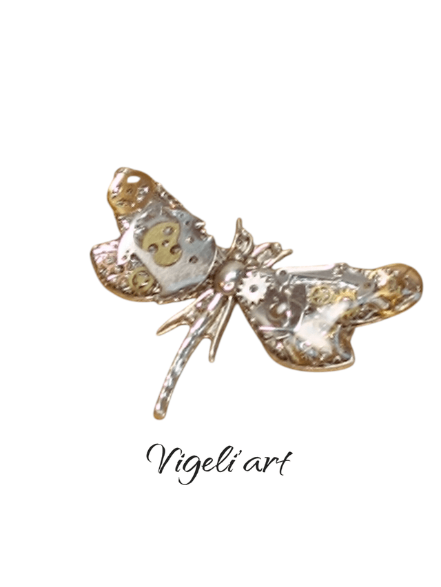 Broche steampunk libellule 