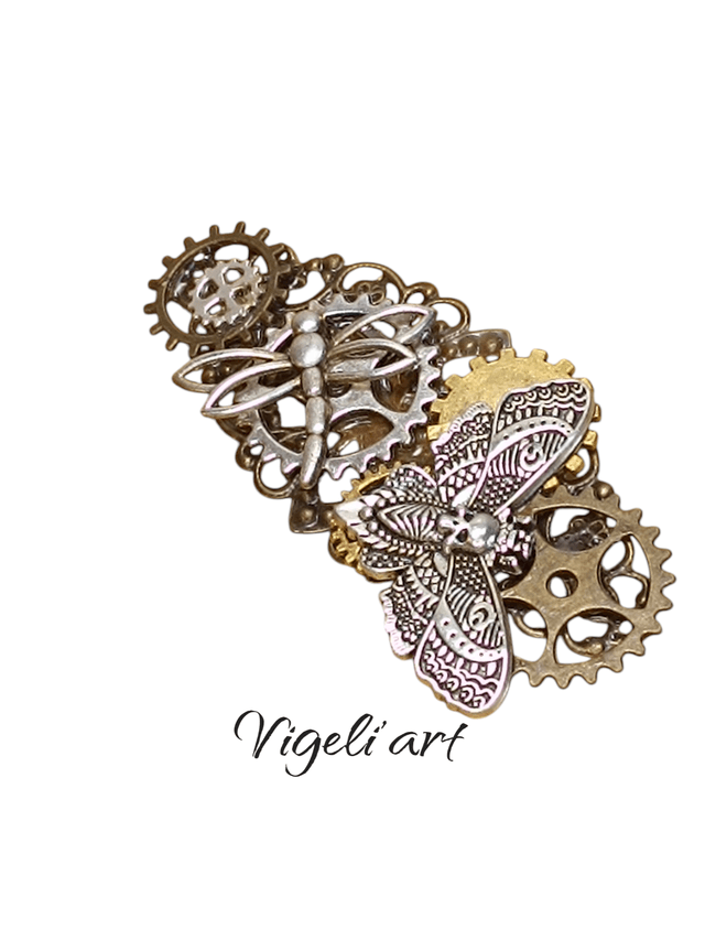 Broche longue steampunk papillon Sphinx 