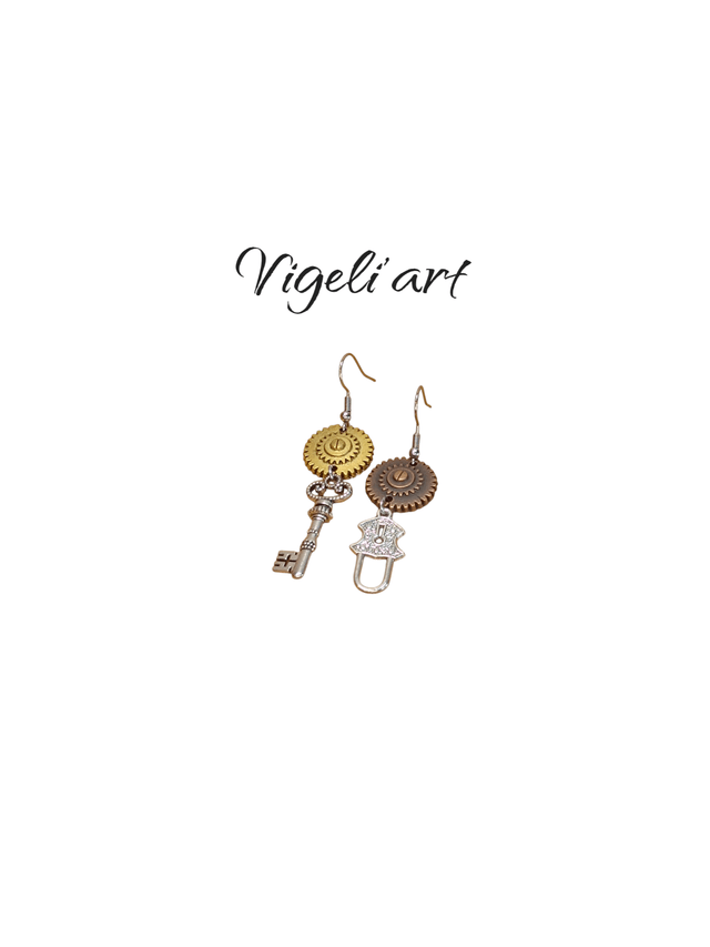 boucles d'oreilles steampunk cadenas 