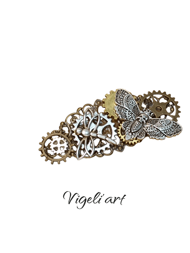 Broche longue steampunk papillon Sphinx 