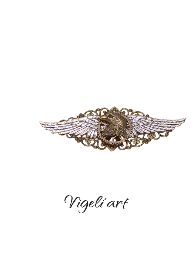 Broche longue steampunk aigle 
