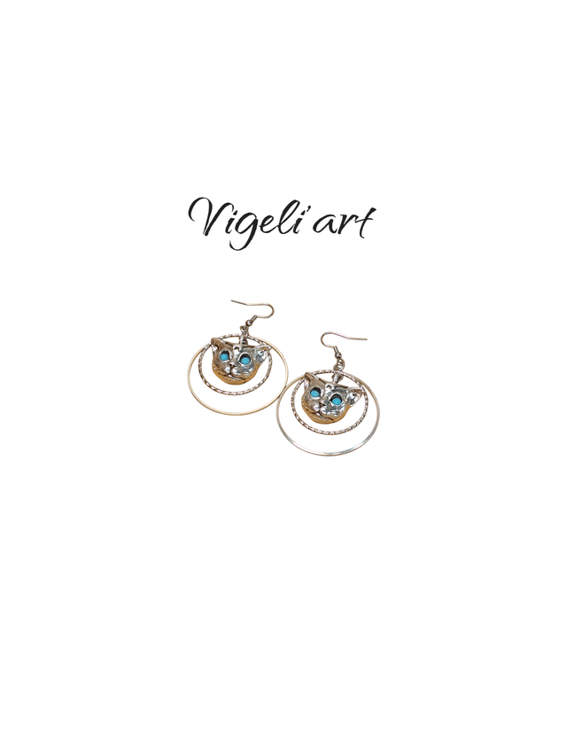 boucles d'oreilles créoles chat égyptien 