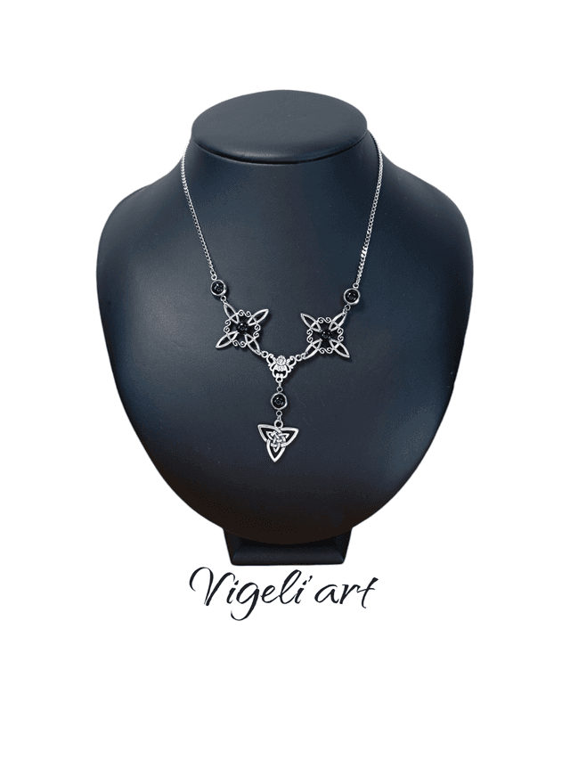 Collier celtique obsidienne 