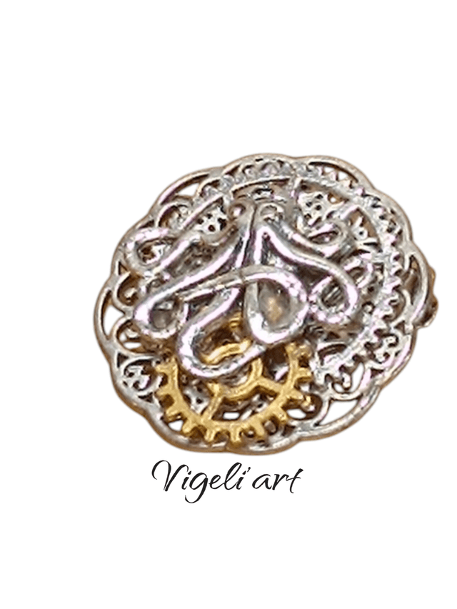 Broche ronde poulpe