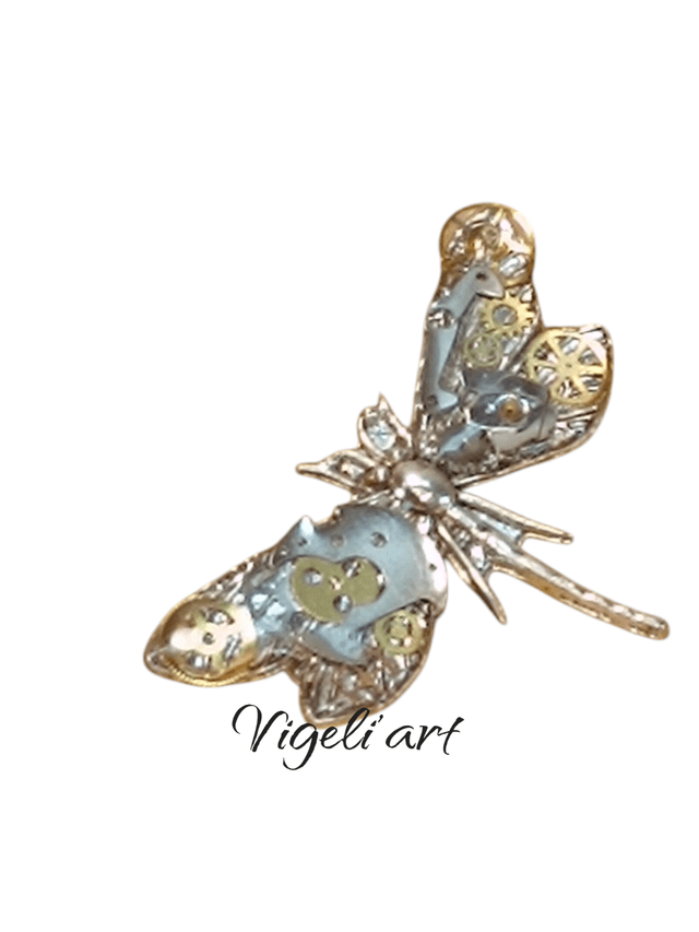 Broche steampunk libellule 