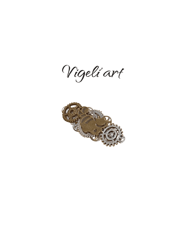 Broche steampunk chat Alice 